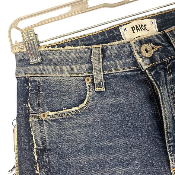 Paige Blue Fringe Side Panel Raw Hem Julia Skinny Ankle Denim Jeans Women Sz 24 - Picture 7 of 11